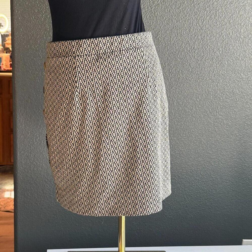 Chevron Pattern Mini Skirt with Button Detail